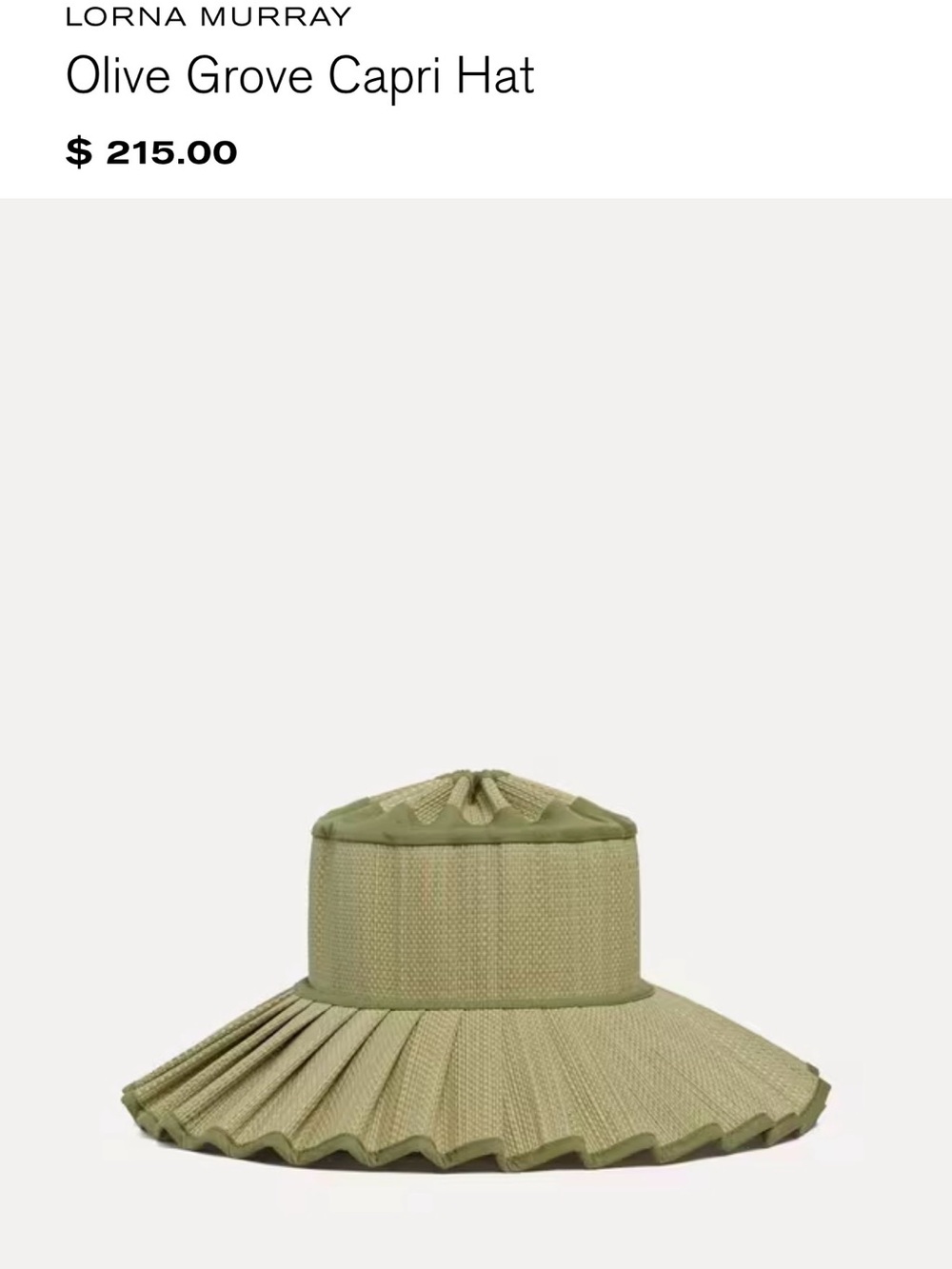 Lorna Murray Capri Hat in Olive Grove